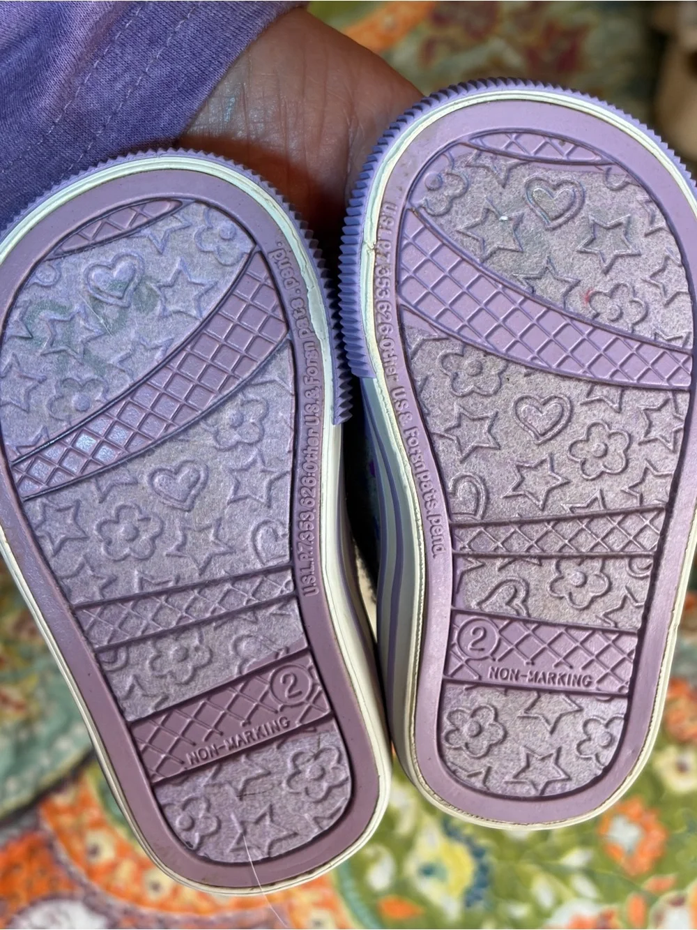 Girls White Leather Mary Janes & Lavender Heart-Print Canvas Shoes Set